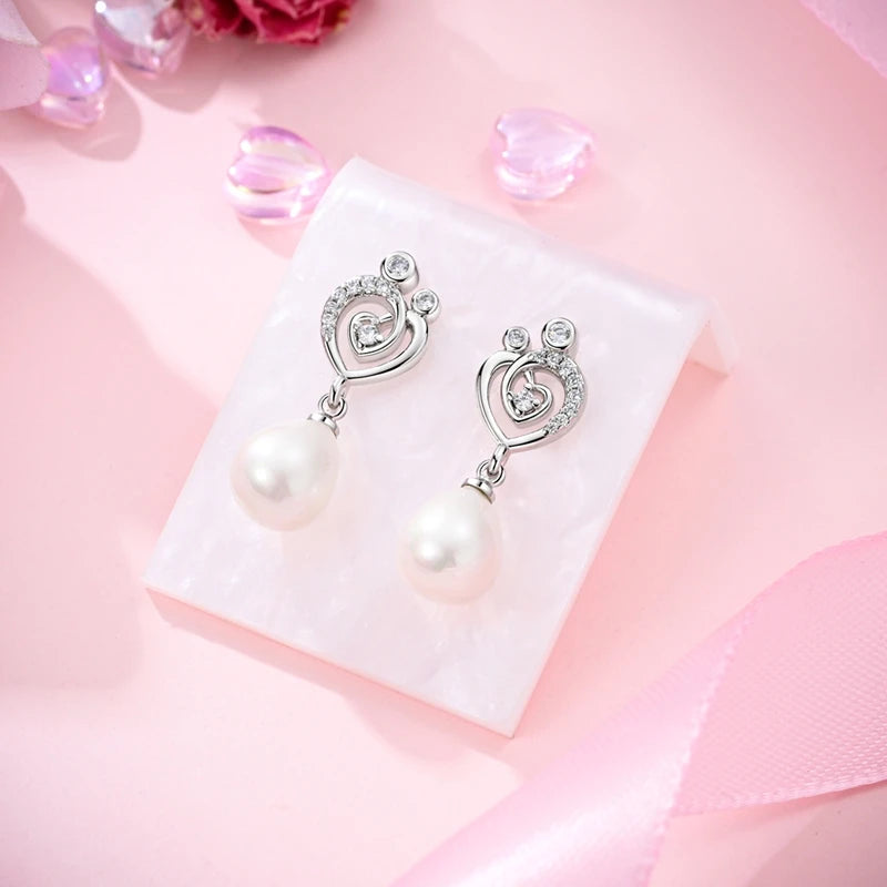 Classic Earrings 925 Silver Shining Pearl Hoop Earrings For Women Daily Wear Wedding Engagement Birthday Fine Party Jewelry Gift