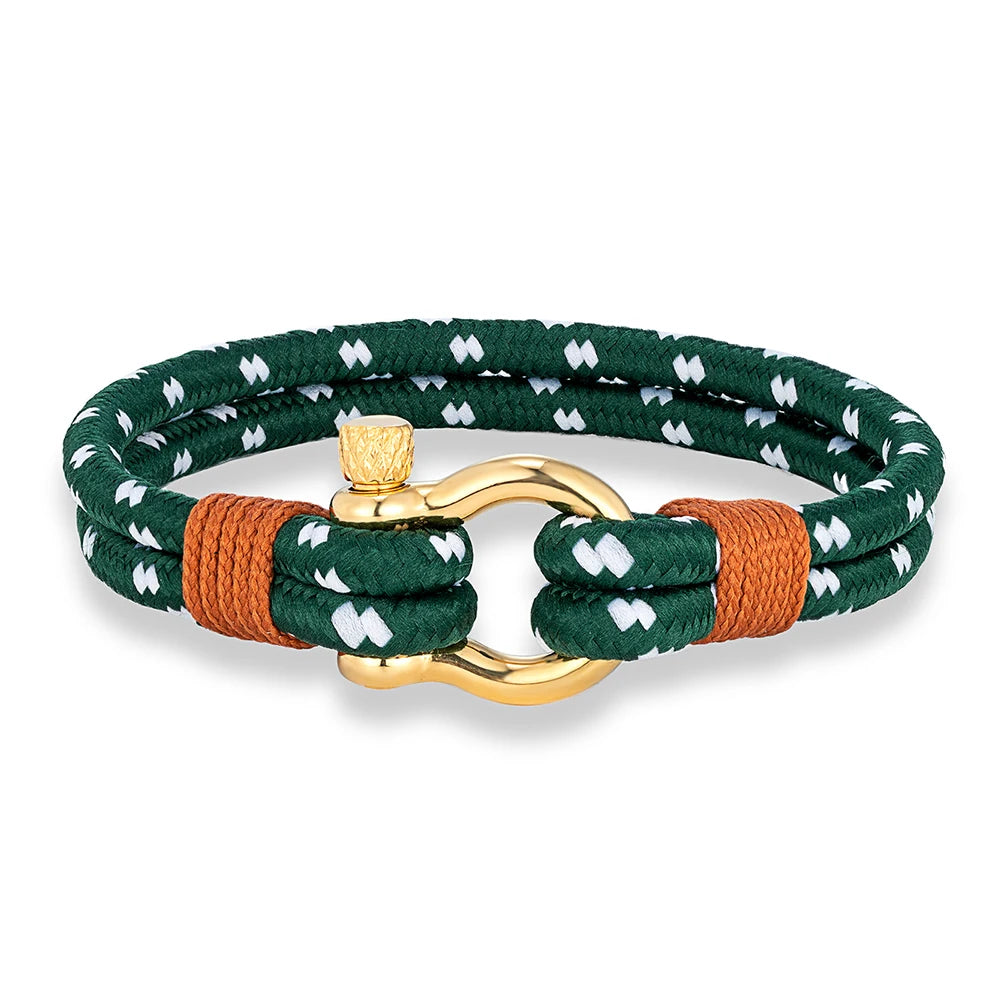 MKENDN Nautical Bracelet for Men Women Sailing-Inspired Gold Plated Horseshoe Shackle Bracelet Unique Screw Clasp Gift for Men