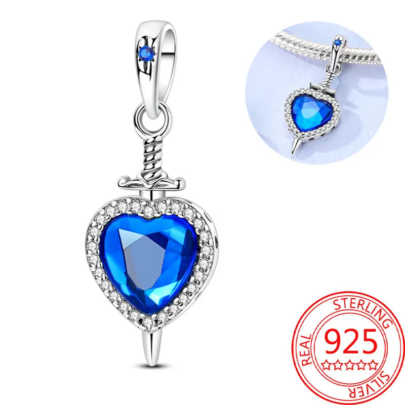 925 Sterling Silver Sparkling Pink Heart Charm Pendant Beads Fit Original Bracelet for Women Valentine Day Jewelry Gifts