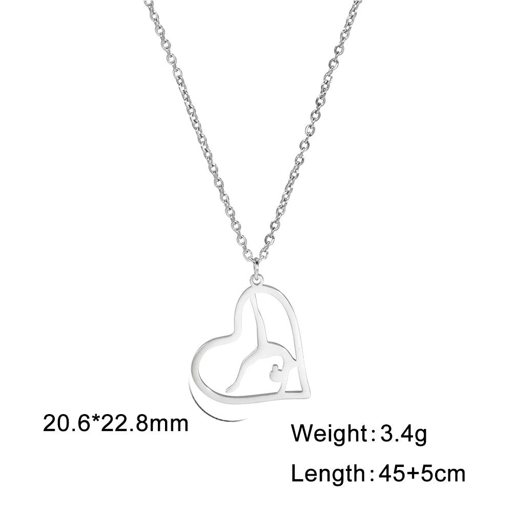 Dreamtimes Gymnastics Necklace Stainless Steel Sports Dance Artistic Gymnastics Skating Athlete Jewelry Pendant Women's Gift