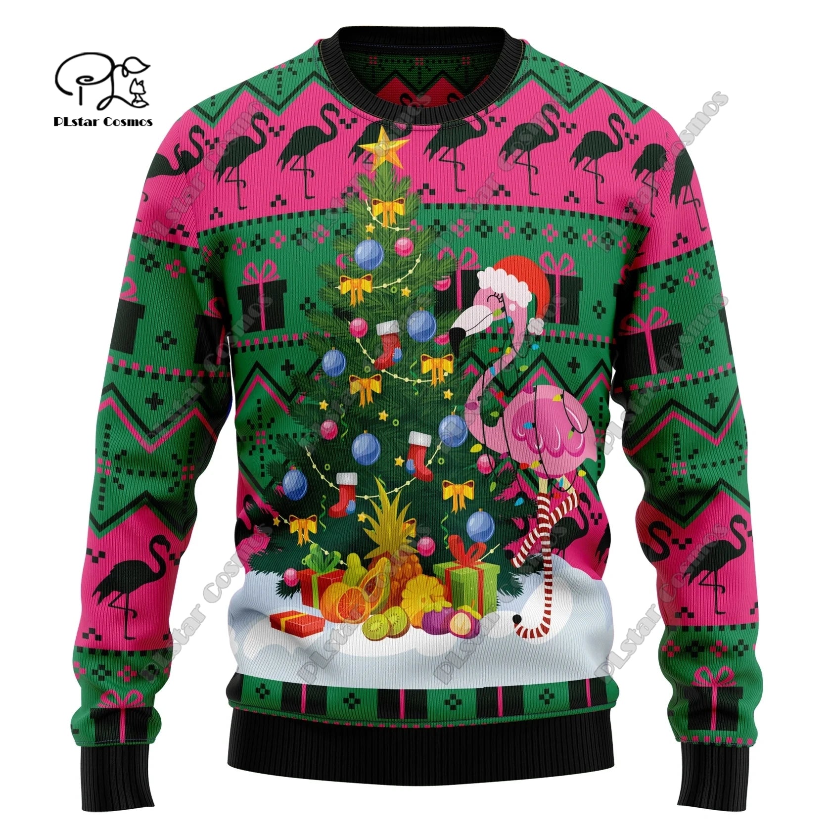 Neue 3D-gedruckte Weihnachtsmotive: Weihnachtsbaum, Weihnachtsmann-Muster, Kunstdruck, lässiger Street-Sweater, Winterpullover, Größen S-8