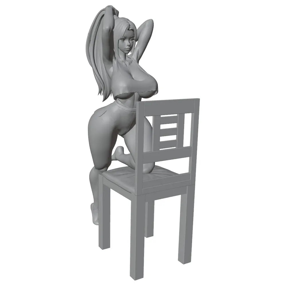 1/24 Miniature Resin Model Statue, 75mm Character Toy Model Kit, Long-Haired Beautiful Girl Tidying Her Hair by the Chair, High-Detailed Resin Model Figure, Unpainted, Perfect for Role-Playing Games and Collecting