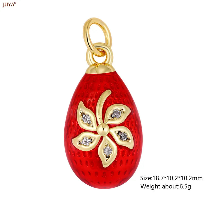 JUYA New 3D Water Drop Pendant Bohemia Type CZ Enamel Charm For DIY Women Necklaces Jewelry Making Accessories