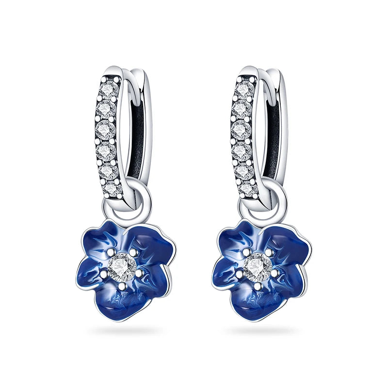 Fashion 925 Silver Earring Blue Zircon Star Moon Butterfly Irregularity Earrings For Woman Fine Engagement Birthday Jewelry Gift