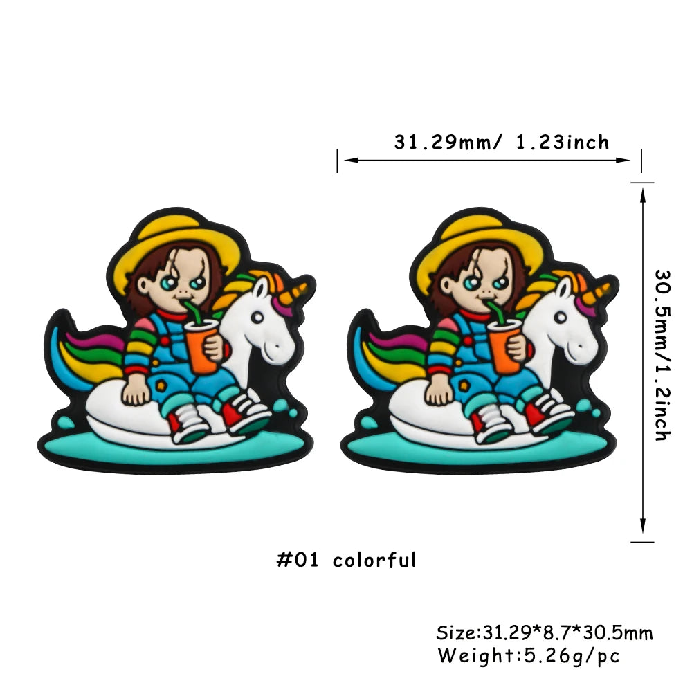 Sunrony 5Pcs New Cartoon Figure Focal Silicone Beads DIY Necklace Bracelet Keychain Handwork Accessories For Jewelry Making