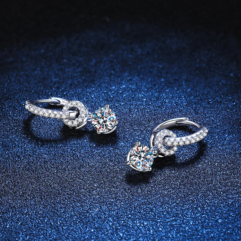 DJMAX 1ct White Gold Plated Moissanite Drop Earring for Women Sparkling Wedding Jewelry 100% 925 Solid Silver Earring Wholesale