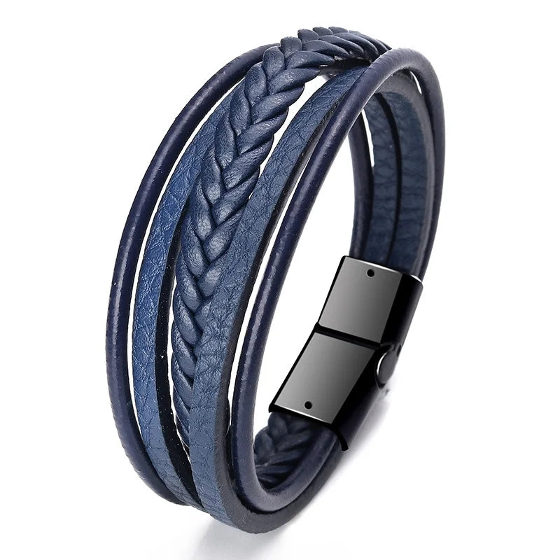 Bracelet en cuir pour homme avec symboles musicaux, style vintage et créatif. Bracelet simple multicouche en cuir.