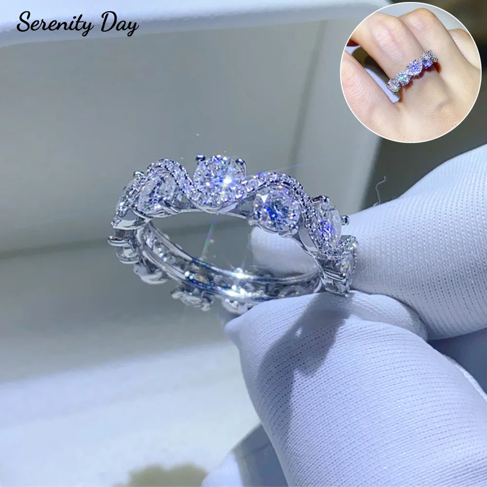 Serenity 4mm D Color Moissanite Rings for Women Men 100% S925 Sterling Silver Plated 18K Lab Diamond Row Rings Fine Jewelry GRA - Madeinsea©