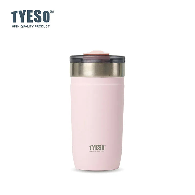 Tyeso Stainless Steel Tumbler with Straw Insulated Coffee Cup Leak-Proof Travel Mug Hot &Cold Thermos Bottle for Car Office Gym
