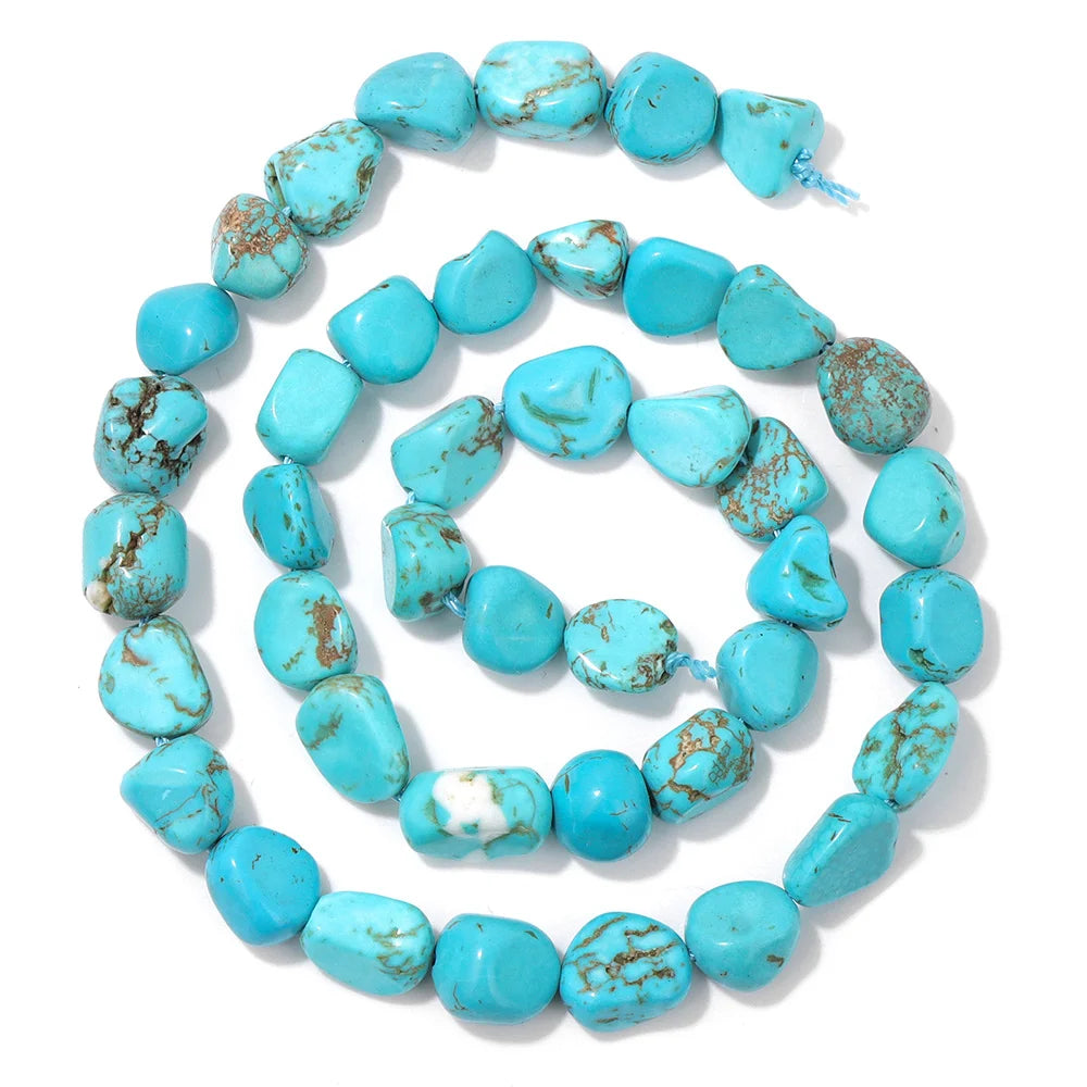 Wholesale Blue Turquoise Stone Beads Round Square Rondelle Irregular Loose Spacer Bead For Jewelry Making DIY Bracelet Necklace