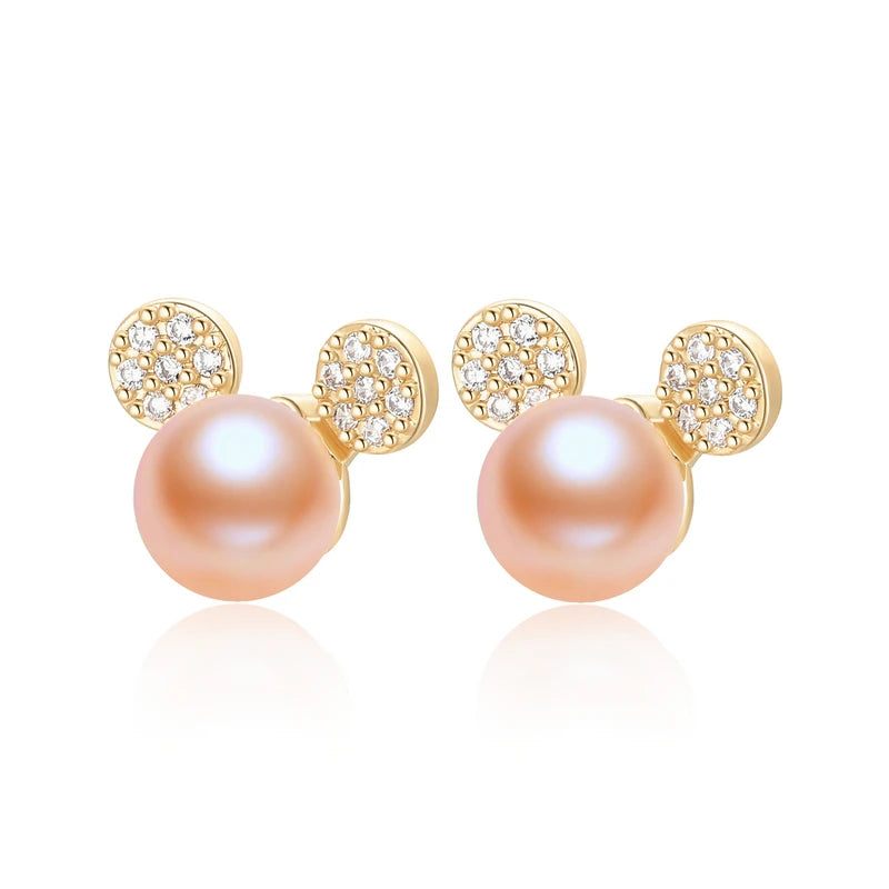 OXTAO Trendy Freshwater Pearl Stud Earrings Daily Wear Jewelry Valentine's Day Girlfriend Birthday Wedding Anniversary Gift