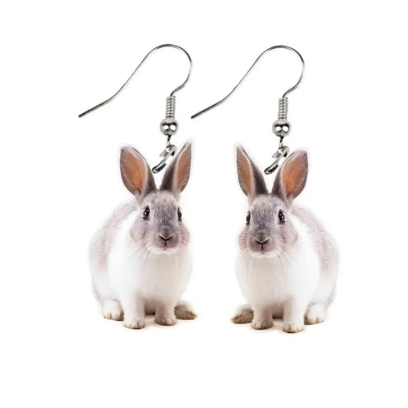 Boucles d'oreilles pendantes en acrylique pour femme, cadeau de Pâques, motif lapin mignon, bijoux intéressants pour festival et fête