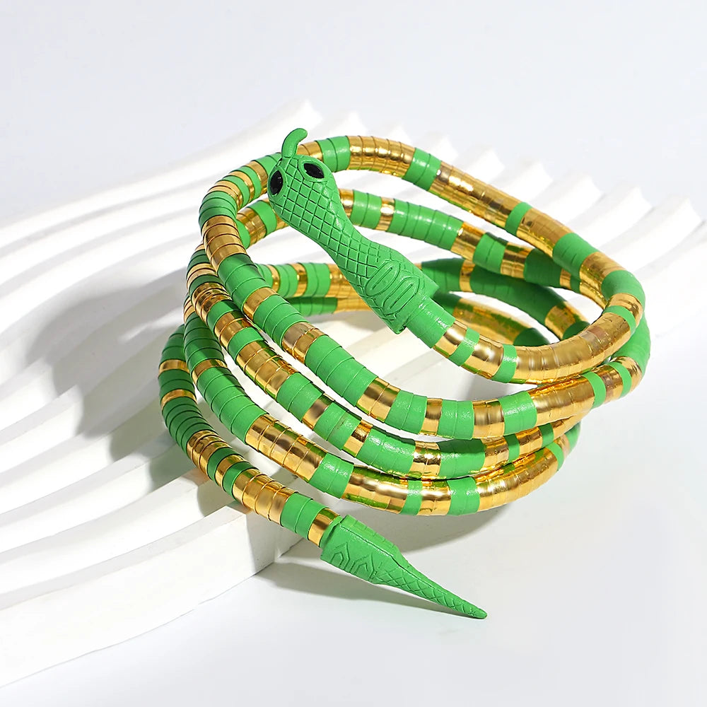 AENSOA Colorful Creative Bendable Snake Bracelet for Women Personalized Multi Use Necklace Choker Arm cuff  Adjustable Jewelry
