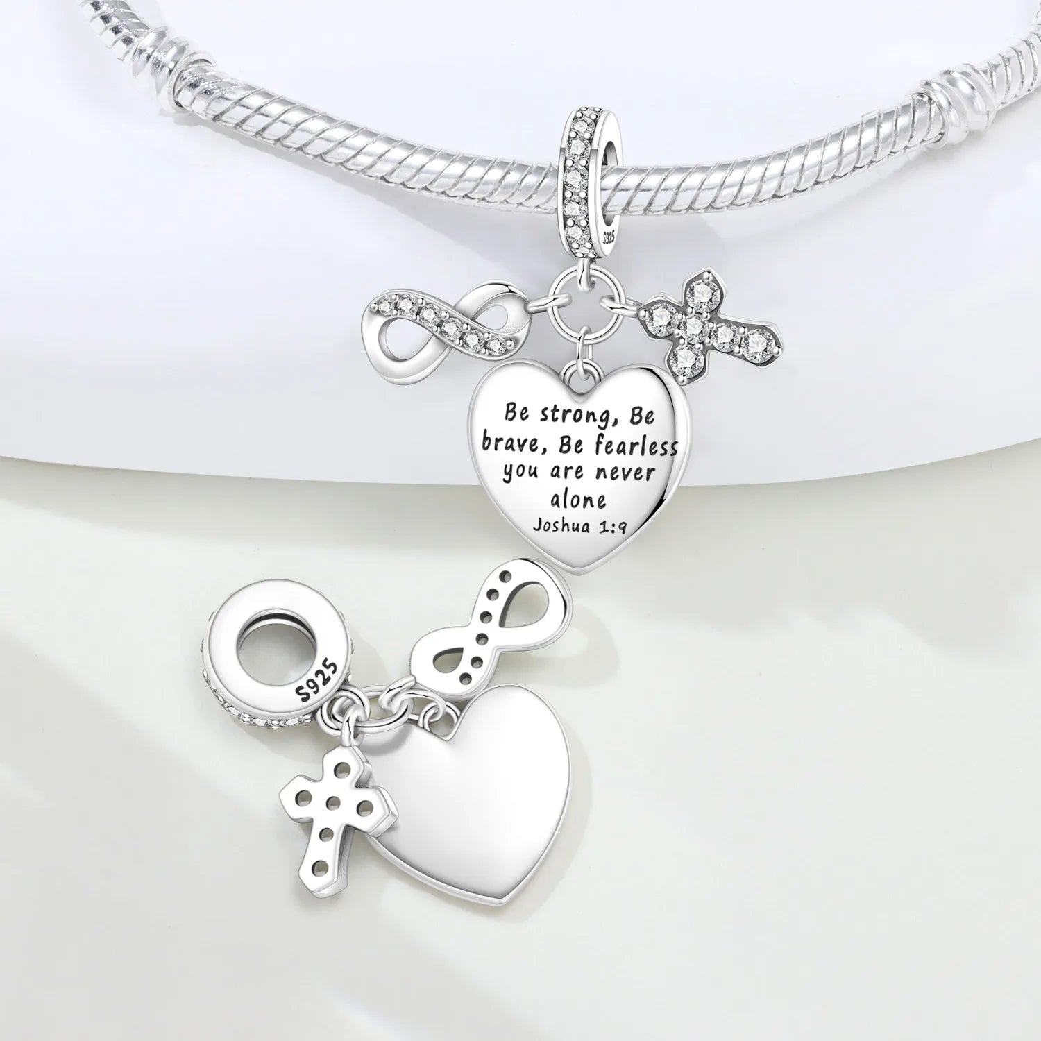 PANPOKI 925 Sterling Silver Eternal Bible Religious Symbol Beads Original Pendant Bracelet Charm Jewelry Party DIY Trendy Gifts