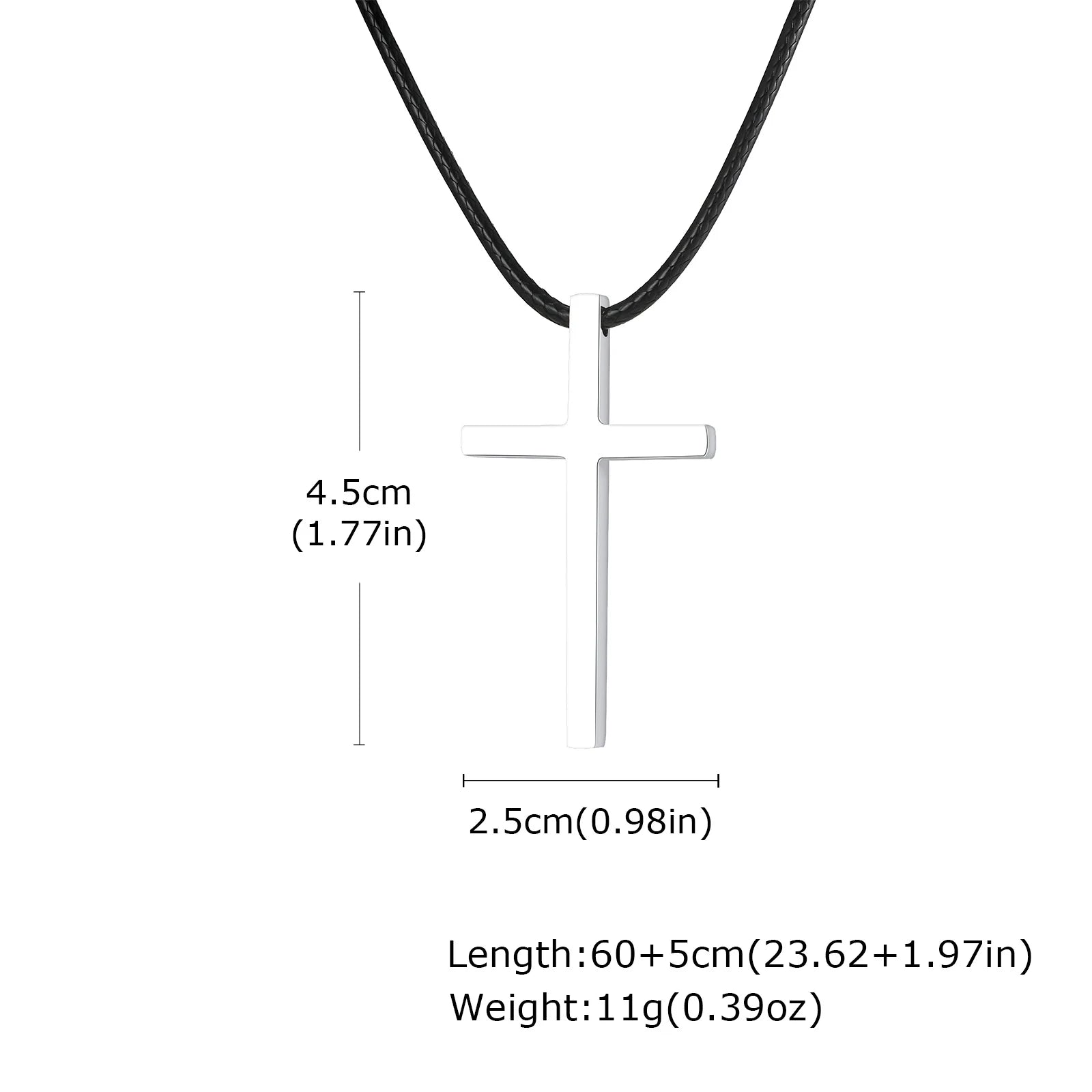 Vnox Minimalist Stainless Steel Cross Necklaces,Simple Thick Metal Pendant with Adjustable Black Rope Chain,Mens Religon Jewelry