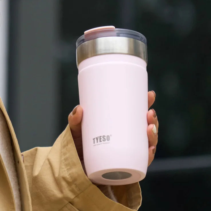 Tyeso Stainless Steel Tumbler with Straw Insulated Coffee Cup Leak-Proof Travel Mug Hot &Cold Thermos Bottle for Car Office Gym