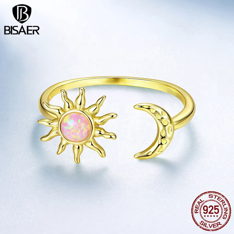 BISAER 925 Sterling Silver Flying Dragon Open Ring Blue Enamel Band Plated White Gold for Women Party Original Fine Jewelry