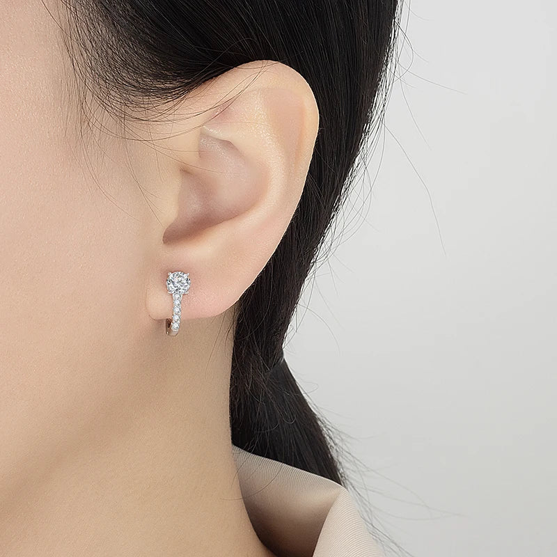 PERFANY 0.5CT Moissanite Hoop Earrings Women's 100% Pure Silver Shiny Laboratory Diamond Fashion Wedding High-end Jewelry - Madeinsea©