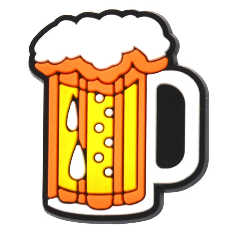 1 pièce de breloques en PVC pour chaussures Crocs, motif poulet à la bière, accessoires de bricolage, badge unisexe, boucle pour sandales, décoration pour jeans enfant.