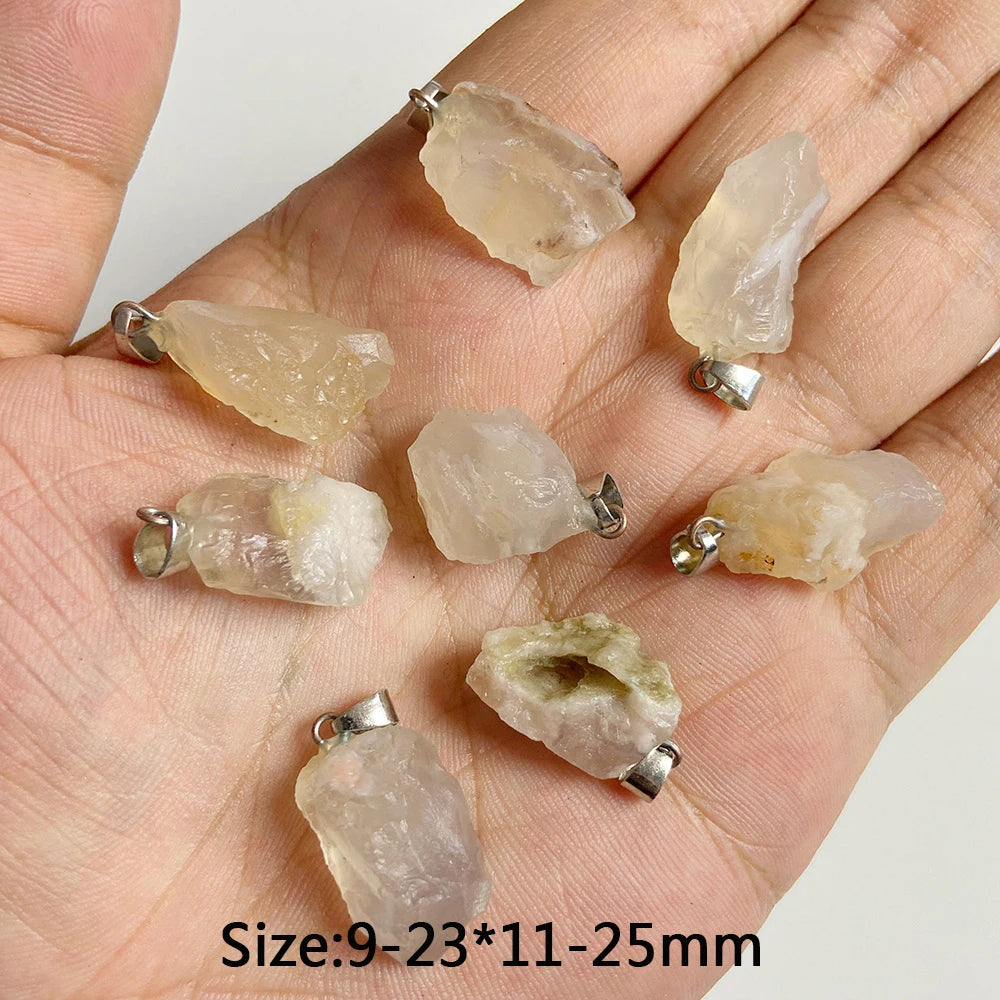 5pcs Natural Rough Stone Pendant Irregular Shape Healing Amethysts Labradorite Agat Quartz Pendants For DIY Handmade Necklace