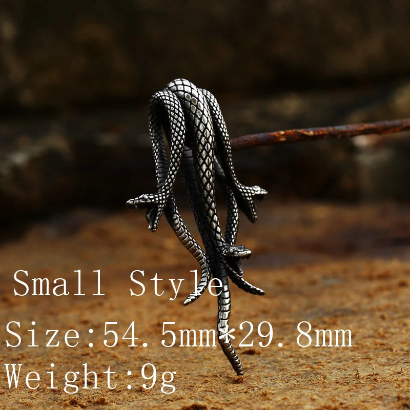 Fashion Vintage Women Men Snake Stainless Steel Pendant Chain Necklace Jewelry BP8-492