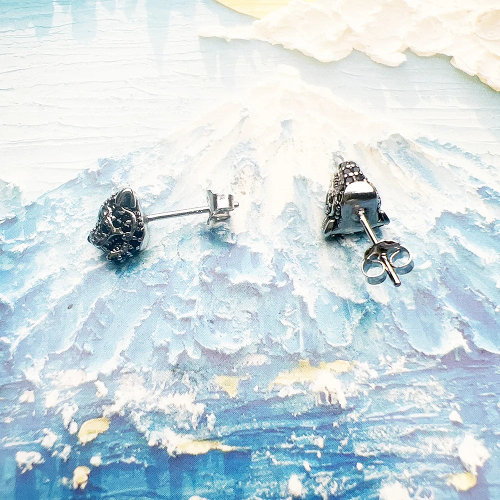 Ear Studs Black Cat Earring Europe Style Fashion Jewerly For Women Men Vintage Gift In 925 Sterling Silver