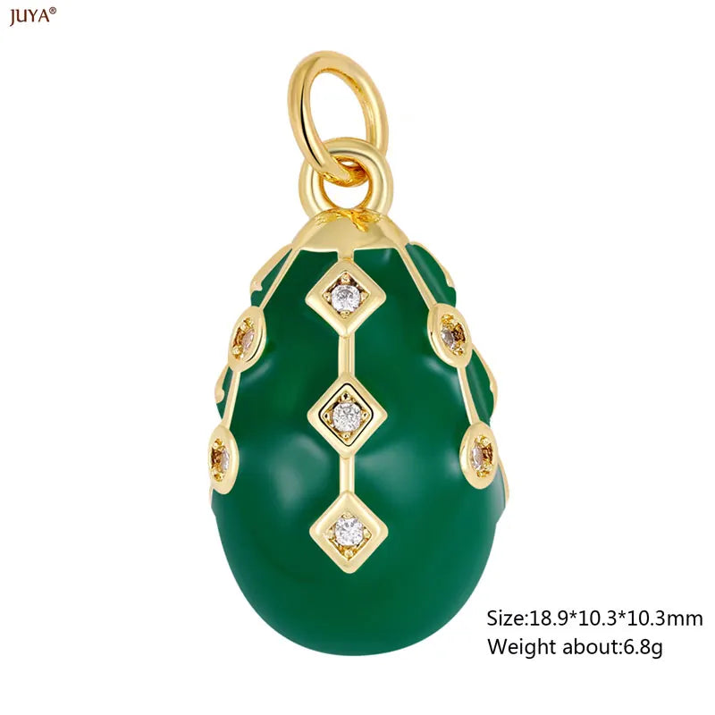 JUYA New 3D Water Drop Pendant Bohemia Type CZ Enamel Charm For DIY Women Necklaces Jewelry Making Accessories
