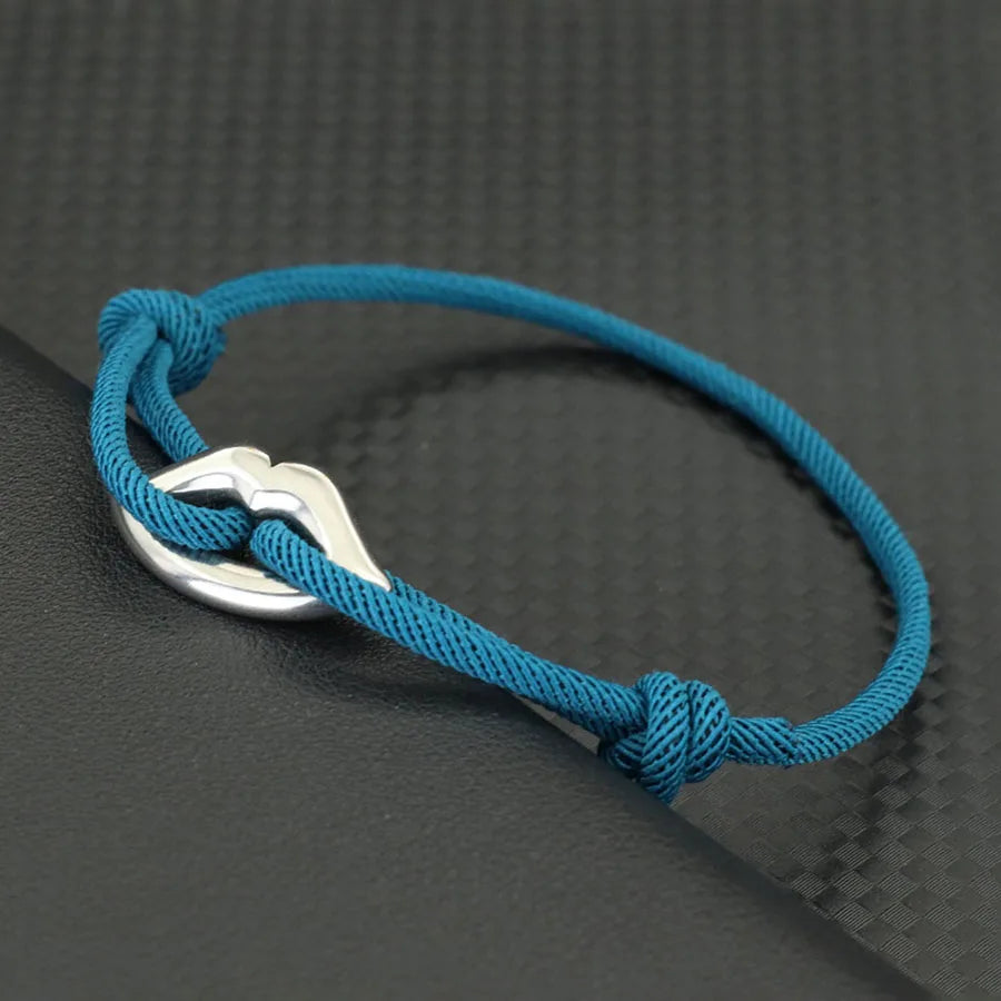 Stylish Rope Bracelet Unisex Handmade Adjustable Lip Shape Charm Braslet Luck Red Thread Braclet Friendship Jewelry Cord Pulsera