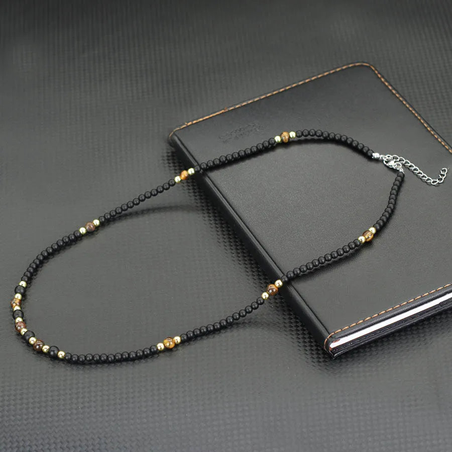 Stylish Natural Stone Necklace For Men Handmade 23 Inches Long Collar Unfading Hematite Stone Healing Neck Accessories Hombre