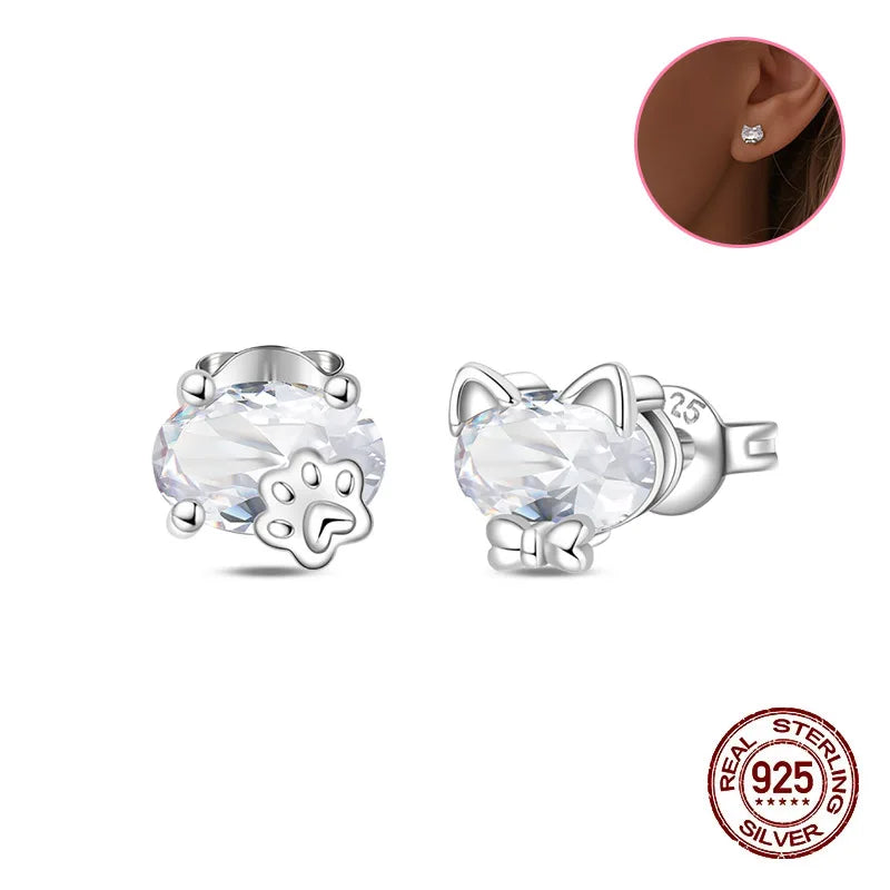 Crystal Zircon 100% 925 Sterling Silver Earrings Butterfly Zirconia Silver Stars Stud Earrings For Women Sterling Silver Jewelry