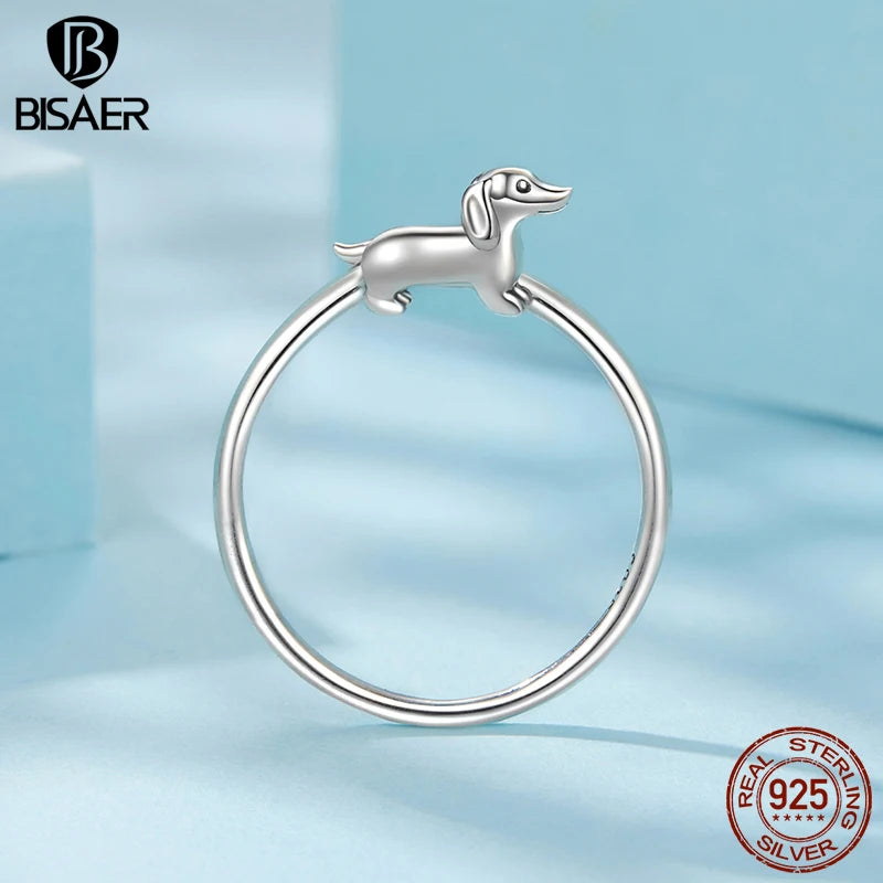 BISAER 925 Sterling Silver Bird Open Ring Animal Band Adjustable Size 5-8 for Women Party Original Design Fine Jewelry EFR714-E