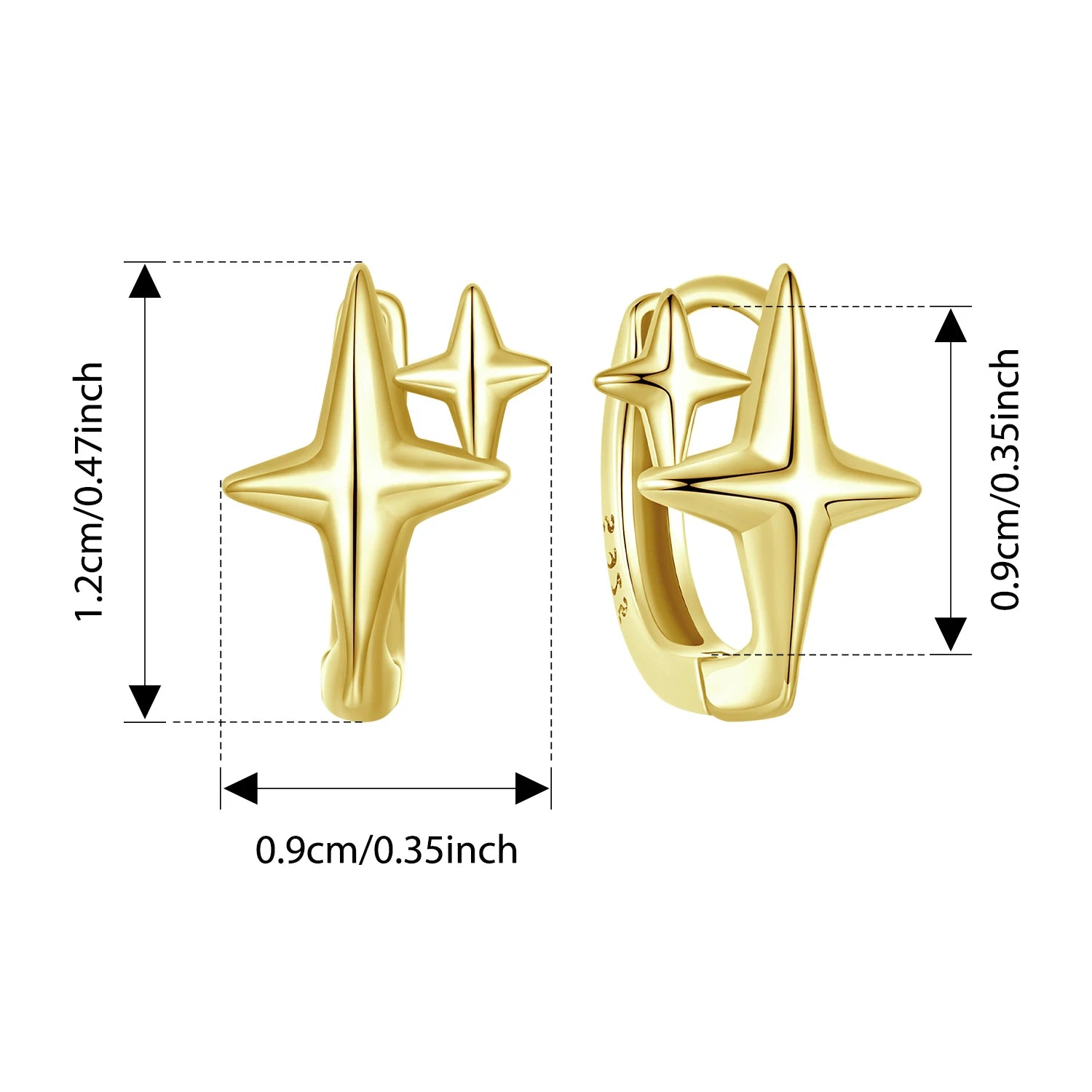 BISAER 925 Sterling Silver Starlight Hoop Earrings Star Huggie Earrings Hoop Plated Gold For Women Party Weeding Fien Jewelry