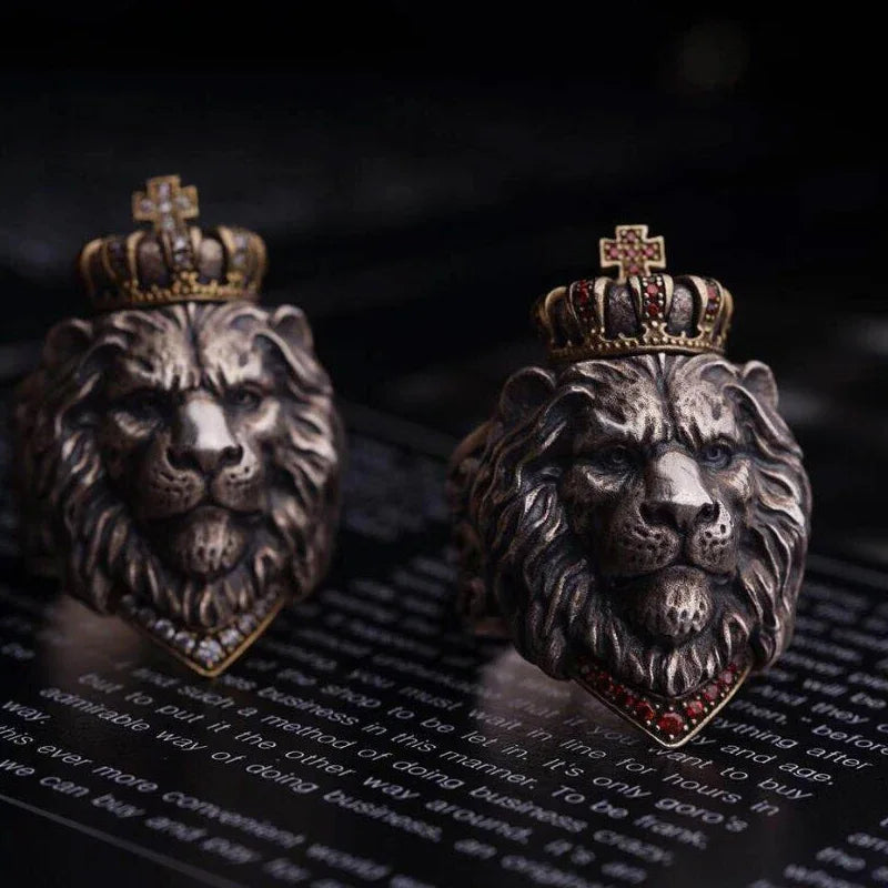 Retro Crown Lion Ring For Men Silver Color Punk Gothic Adjustable Open Ring Rock Hip Hop Handmade Jewelry Accessories Man Gift - Madeinsea©