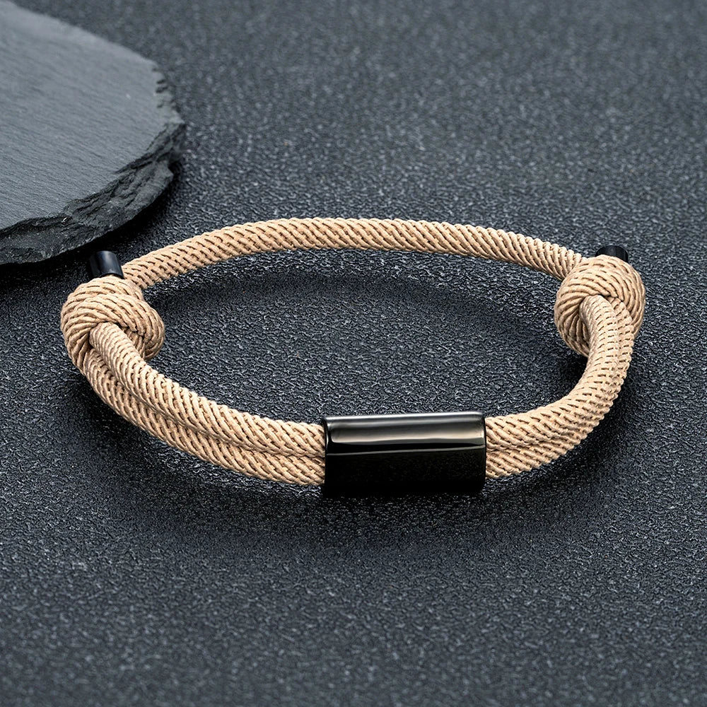 MKENDN Personalized Adjustable Sliding Knot Bracelet for Dad Individual Engraving Bracelet Couple Bracelet Initials Father's Day