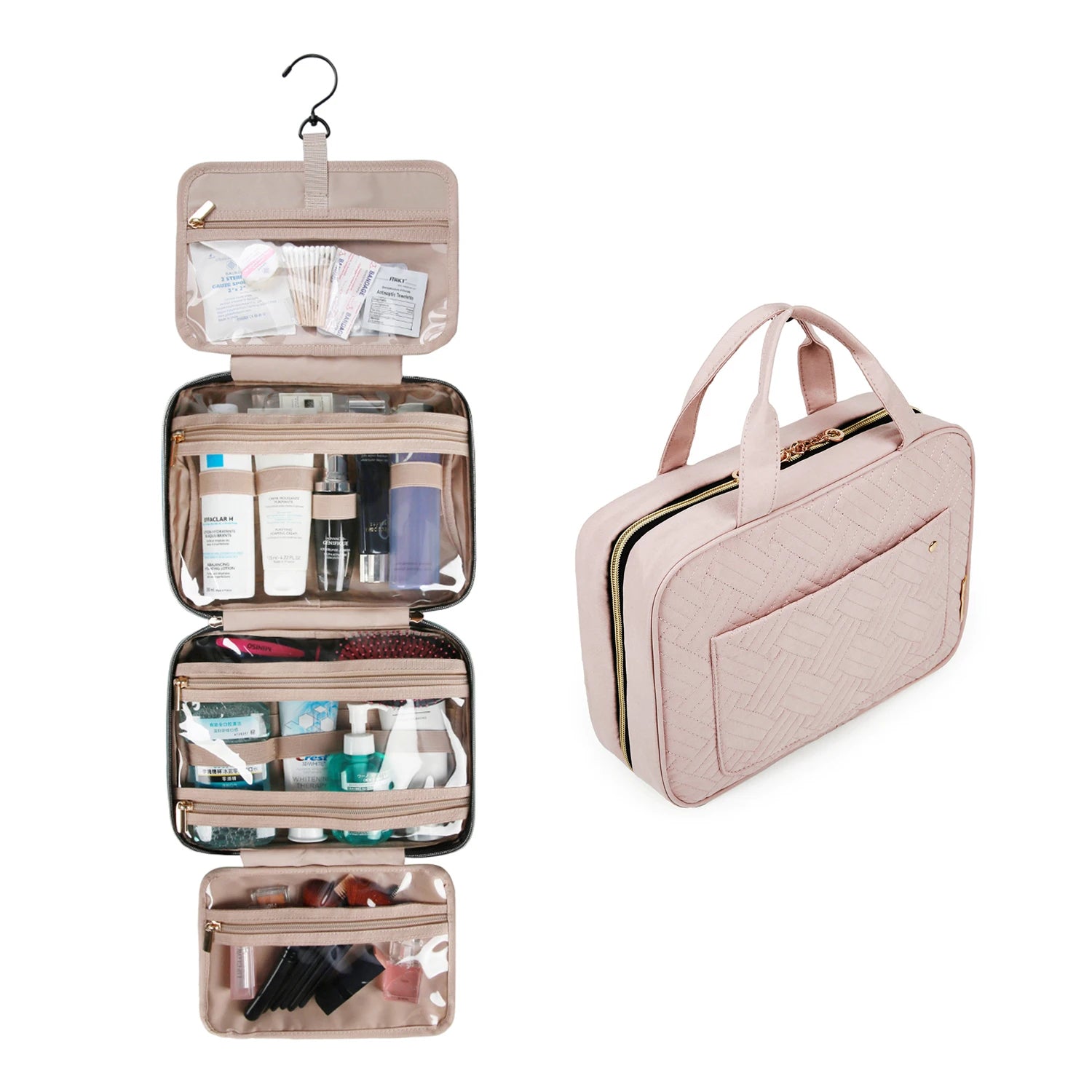 BAGSMART Makeup Cosmetic Bag with Hanging Hook Water-resistant Toiletr BAGSMART Makeup Cosmetic Bag with Hanging Hook Water-resistant Toiletr