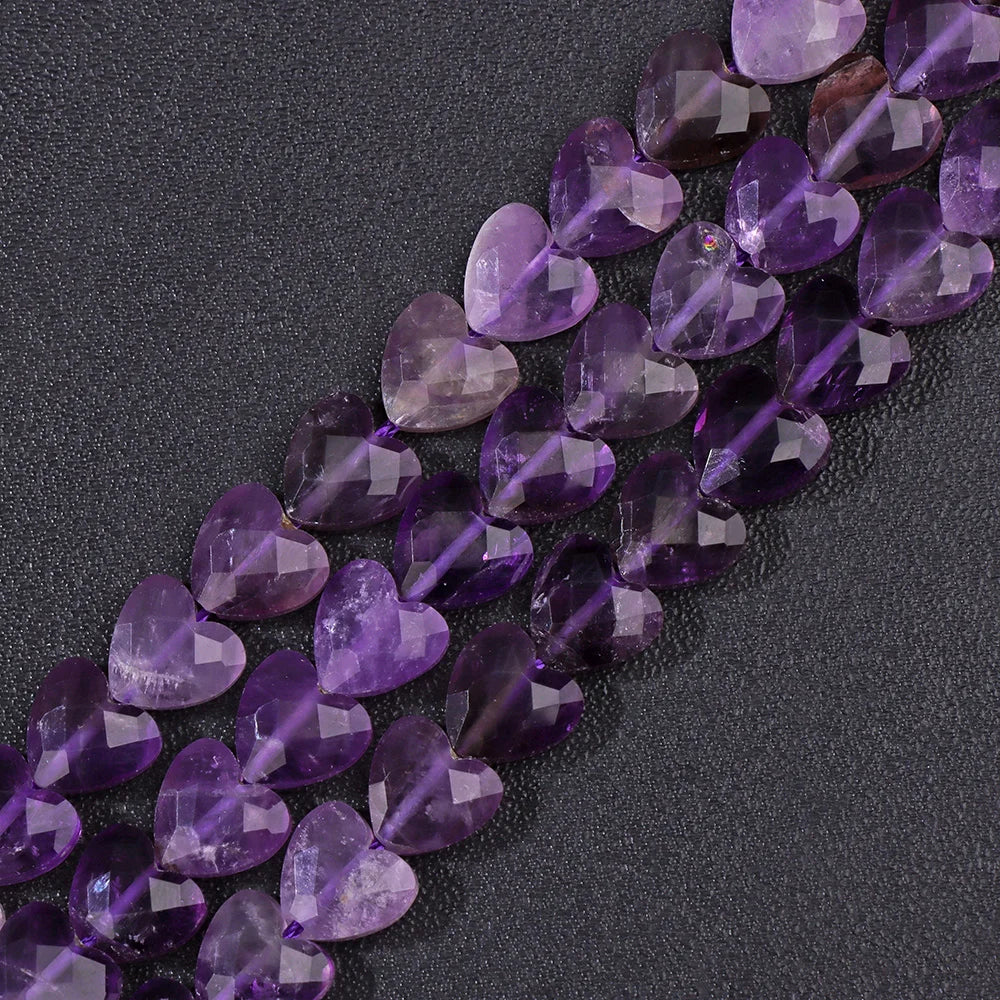 8MM Heart Love Shape Stone Bead Natural Faceted Amethyst Tiger Eye Loose Spacer Beads For DIY Bracelet Neckalce Earring Supplies