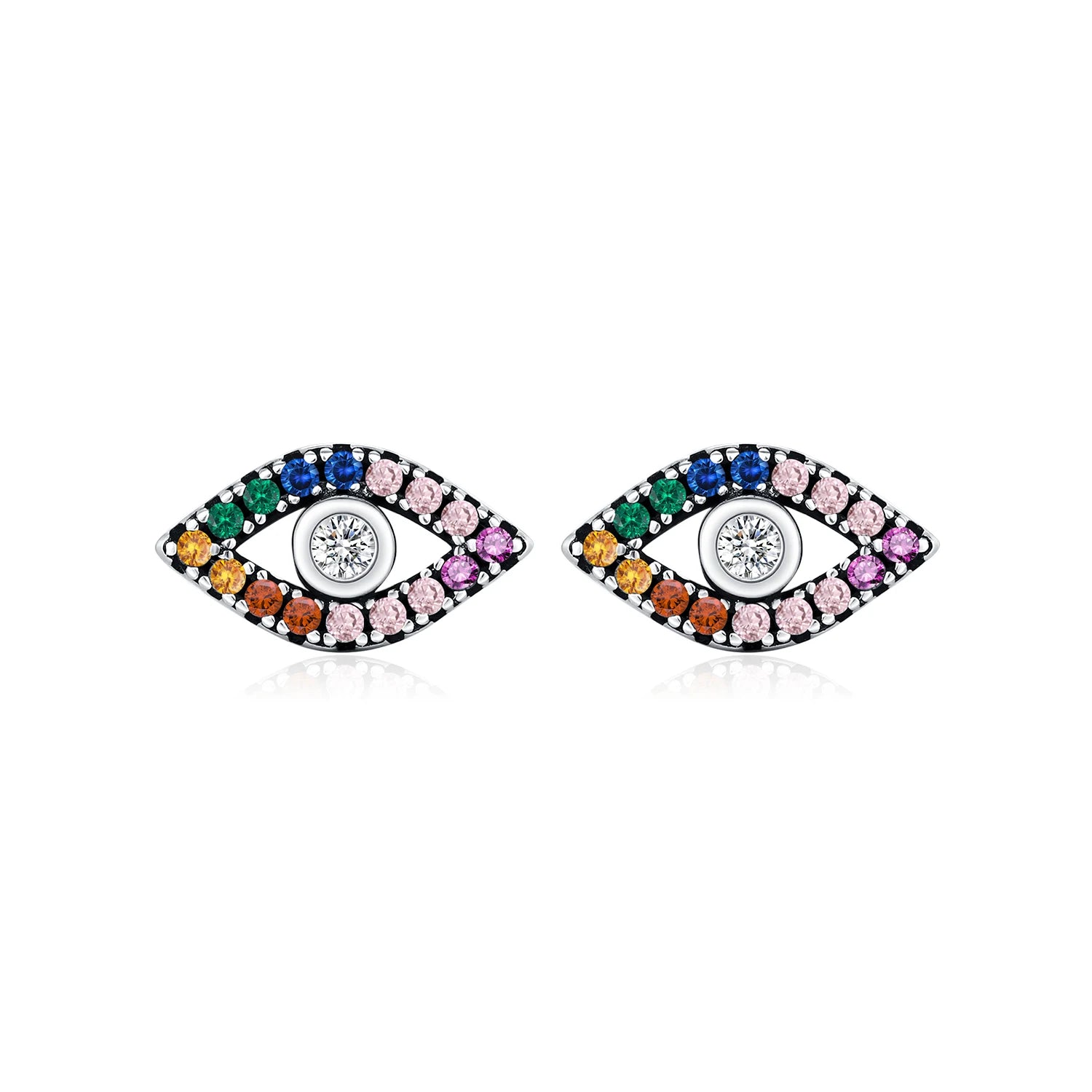 MODIAN 925 Sterling Silver Colorful Zirconia Ear Studs Exquisite Original Design Eyes Stud Earrings For Women Fine Jewelry