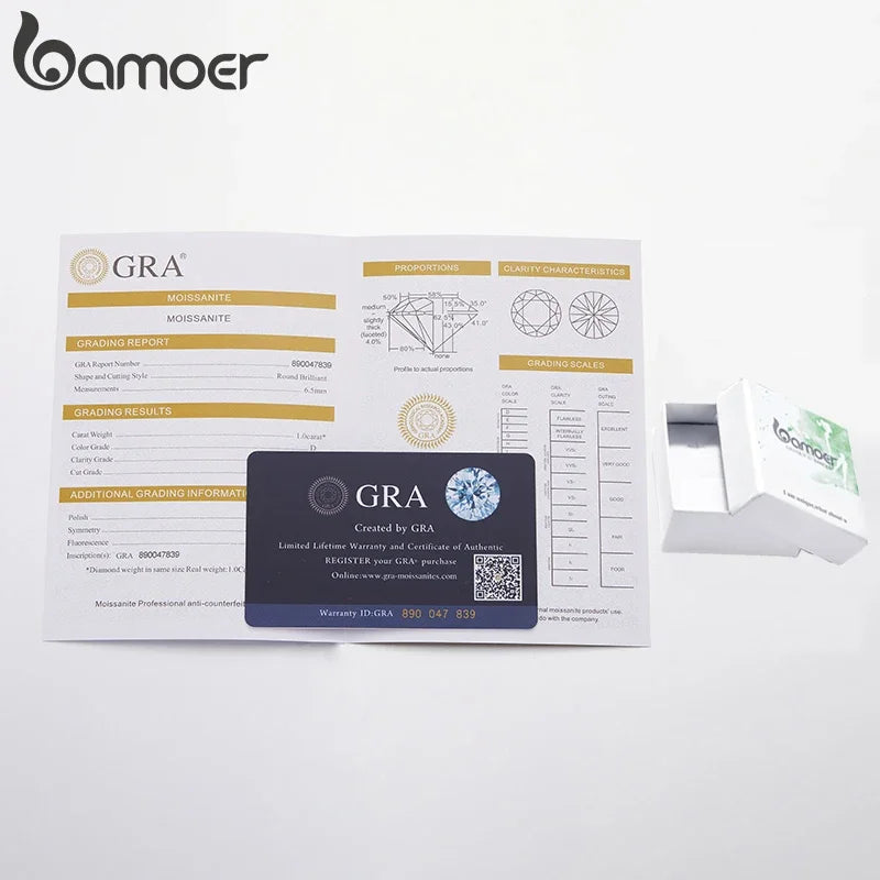 BAMOER Gold Moissanit Creolen für Damen, 925 Sterlingsilber, D-Farbe, Rundschliff, Labor-Diamant, hypoallergene Ohrringe