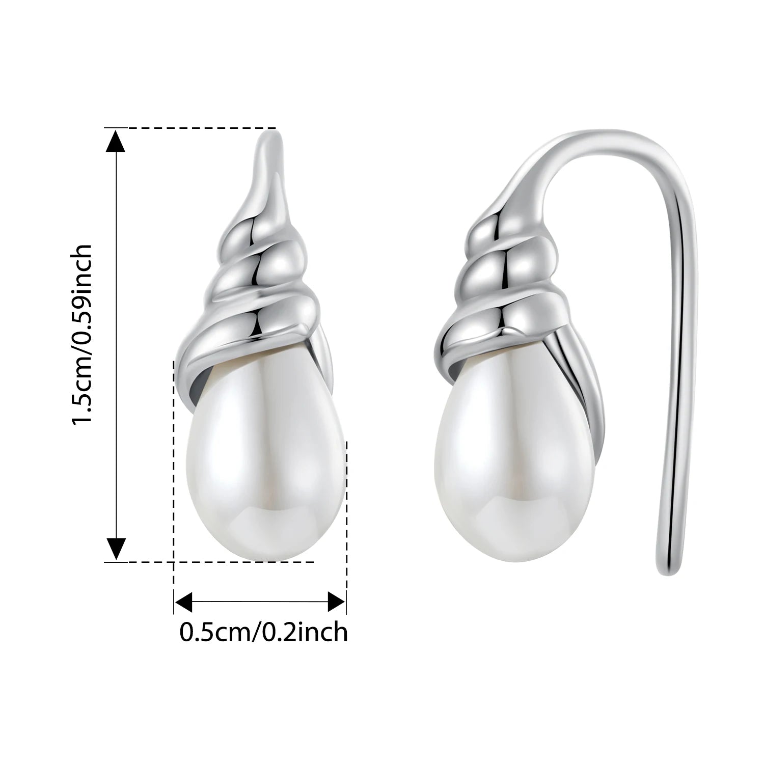 Boucles d'oreilles à tige en coquillage de conque en argent sterling 925 BISAER Boucles d'oreilles en perles de coquillage plaquées or blanc pour femmes Bijoux fins de fête Cadeau