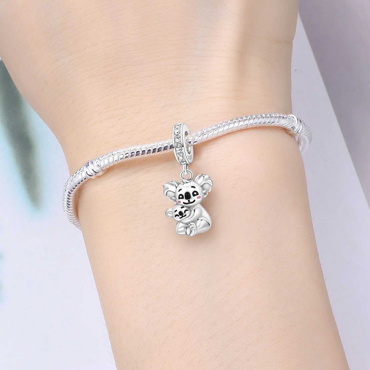 PANPOKI 925 Sterling Silver Koala Mother Child Animal Beads Original Pendants Bracelet Charm Jewelry Party DIY Trendy Gifts