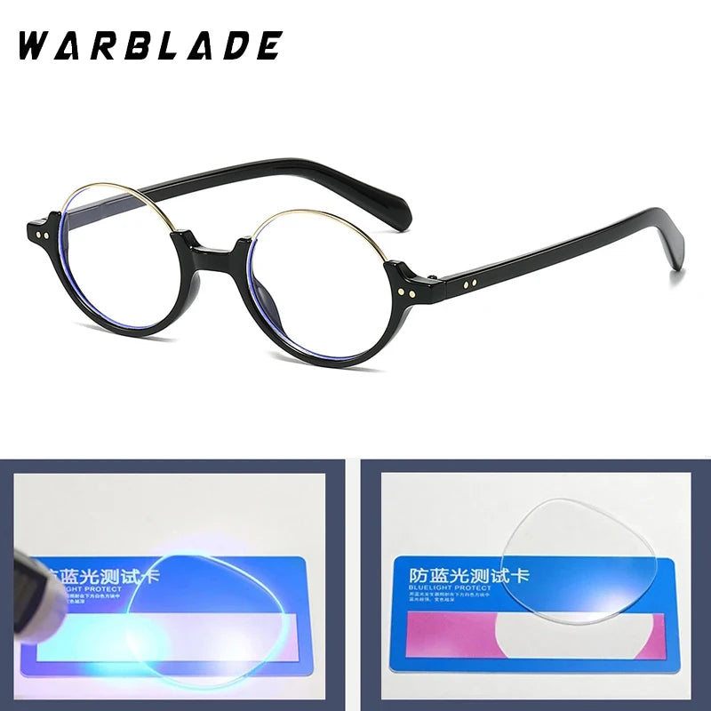 2025 Vintage Halbrahmen Runde Anti Blaulicht Brille Klare Linse Mode Kunststoffrahmen Brille Optische Männer Frauen Brillengestell
