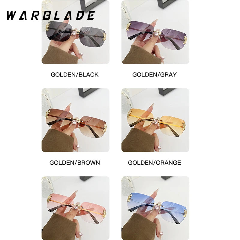 2025 Y2K Luxus Marke Designer Randlose Quadratische Sonnenbrille Frauen Für Weibliche Trendy Sonnenbrille Diamant Schmetterling Punk Shades UV400
