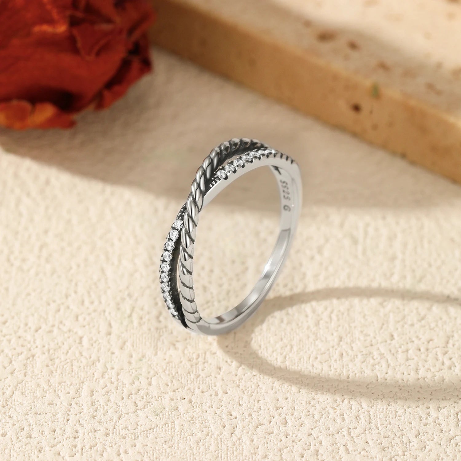 MODIAN Stackable Fashion Rings 925 Sterling Silver Vintage Twist Line Cross Thin Finger Rings For Women Fine Jewelry