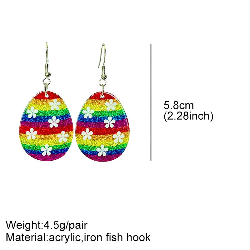 New Easter Earrings Rabbit Colorful Shiny Acrylic Earrings Girl Shiny Oil Rainbow Earrings Easter Decorative Gift
