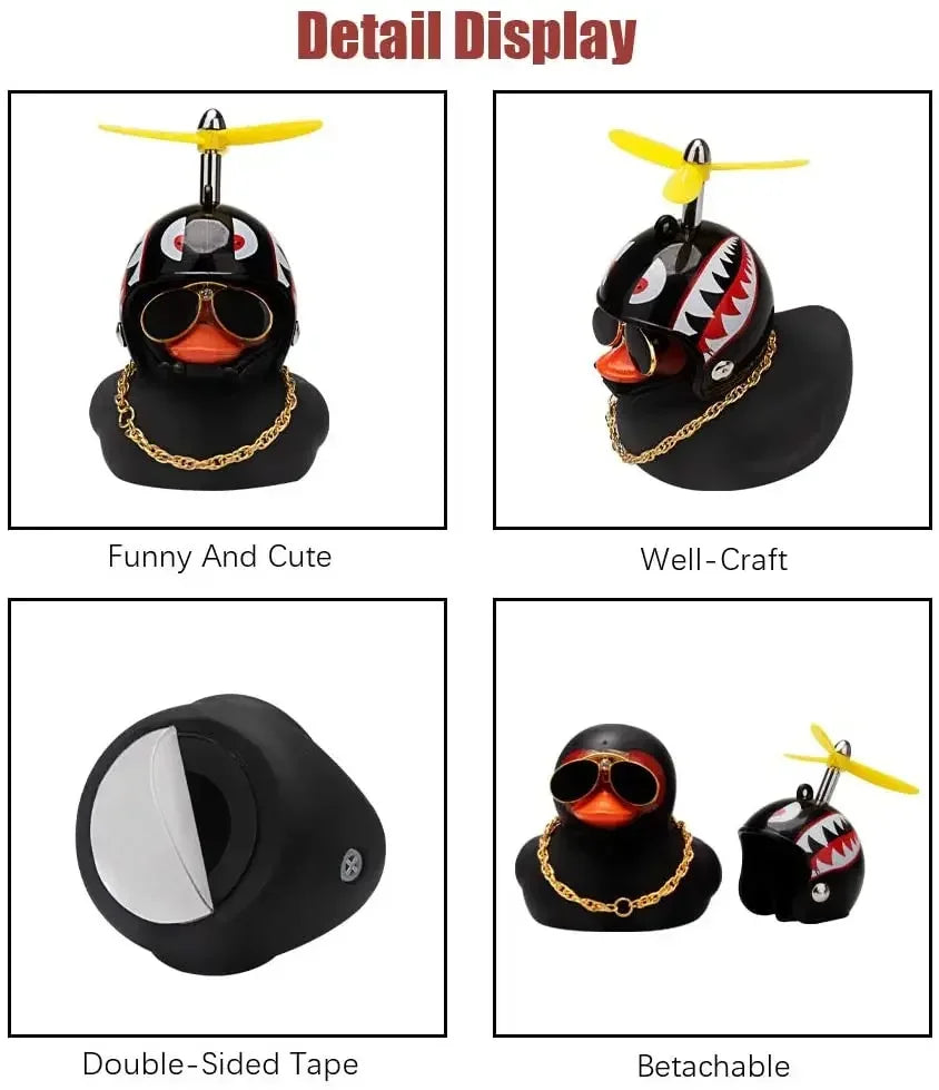 Broken Wind Rubber Duck With Helmet Pendant Black/Yellow Duck Road Bike Motor Helmet Riding Bicycle Accessories Car Decoration - Madeinsea©