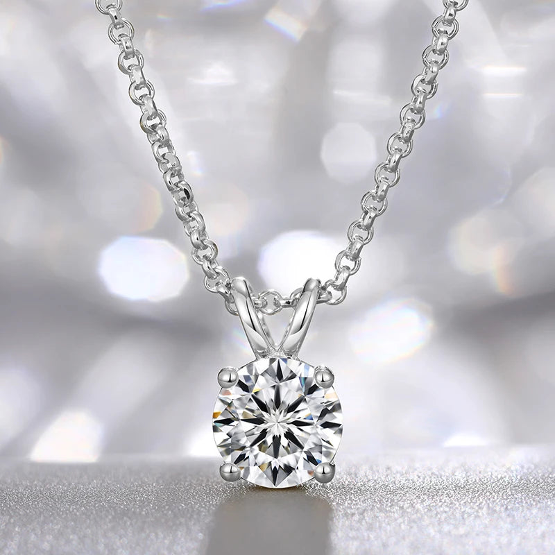 TUHE Unisex VVS1 Moissanite Pendant Necklace 925 Silver FineJewelry Birthday Gifts