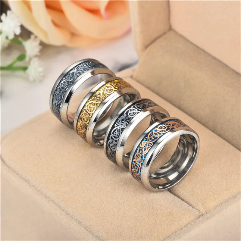 Vintage Stainless Steel Ring with Nordic Symbols - Madeinsea©