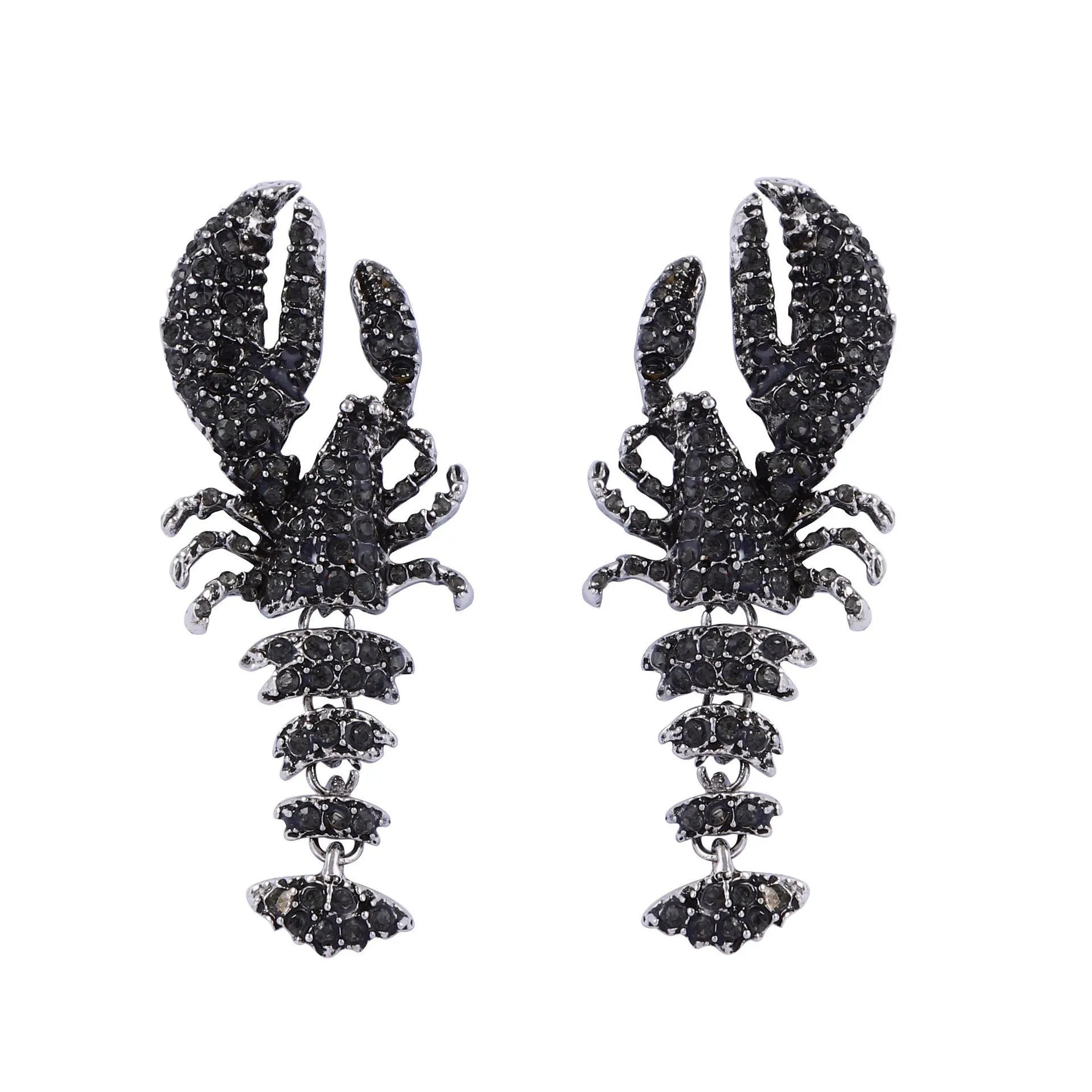 ZAA Personalized Trendy Ocean Vacation Style Exaggerated Alloy Lobster Earrings