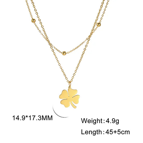 Dreamtimes Lucky Four Leaf Clover Necklace For Women Fashion Snake Chain Stainless Steel Pendant Necklaces Charm Choker Jewelry