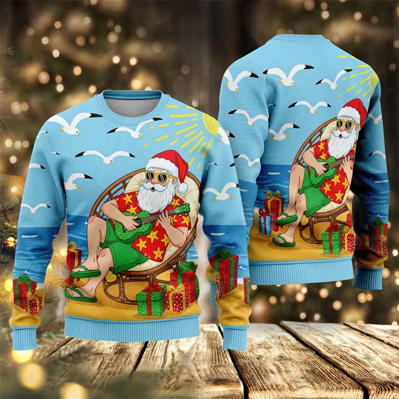 2026 New Santa Claus Graphic Ugly Christmas Sweater Fashion Autumn Streetwear 3D Printed Sweatshirts Loose Breathable Pullovers